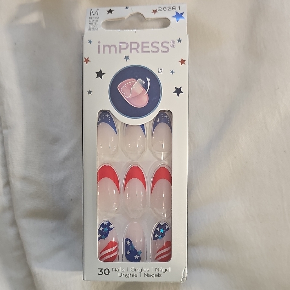 imPRESS Stars and Stripes Nail Set - Red, Blue, White